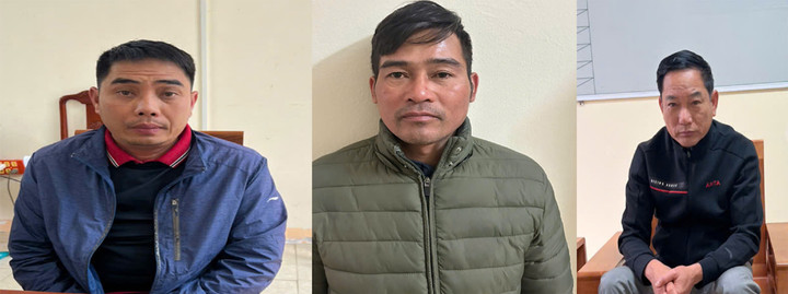 Trần Tiến Chung; Phạm Văn Phúc và Trịnh Ngọc Tuấn thời điểm bị khởi tố, bắt giam. (Ảnh: CATH)