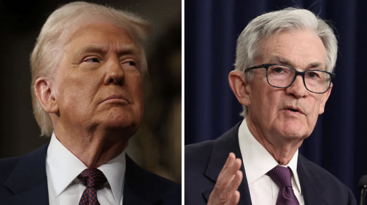 Tổng thống Mỹ Donald Trump và Chủ tịch Cục Dự trữ Liên bang Mỹ Jerome Powell (Ảnh: CNBC)
