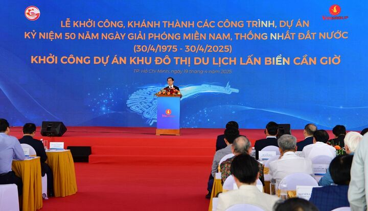 Phó Chủ tịch kiêm Tổng giám đốc Tập đoàn Vingroup Nguyễn Việt Quang phát biểu.