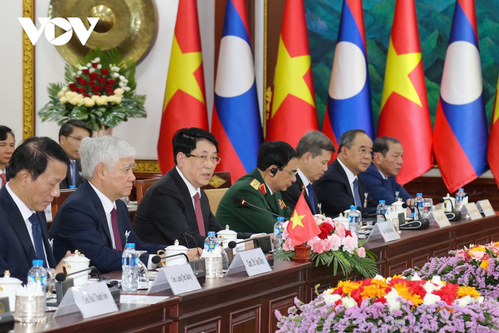 Chủ tịch nước Lương Cường phát biểu tại Hội đàm.