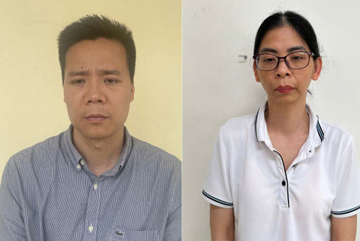 Bị can Nguyễn Năng Mạnh và Phạm Thị Hường.