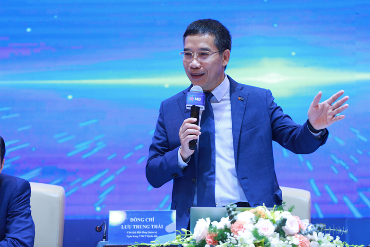 Ổng Lưu Trung Thái - Chủ tịch HĐQT MB - phát biểu tại Đại hội cổ đông năm 2025.