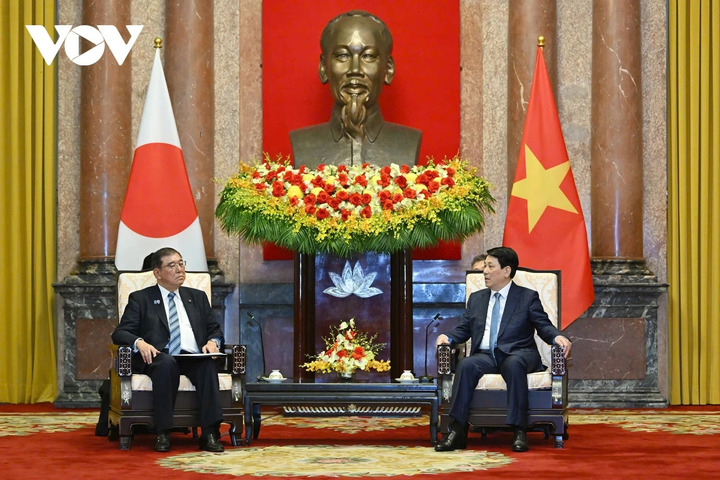 Chủ tịch nước Lương Cường tiếp Thủ tướng Nhật Bản Ishiba Shigeru.