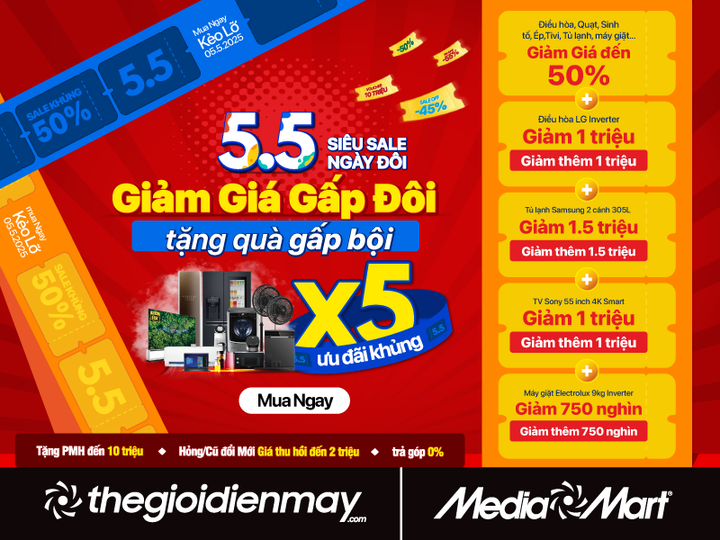 Sale ngày đôi 5/5: MediaMart giảm sốc đến 50% hàng nghìn mặt hàng - 1