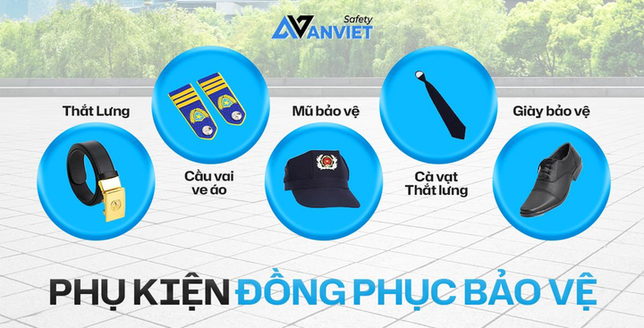 Phụ kiện đi kèm đồng phục bảo vệ.