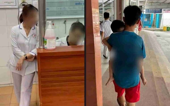 Cháu bé bị tai nạn giao thông được người đi đường đưa tới Bệnh viện đa khoa tỉnh Nam Định cấp cứu.