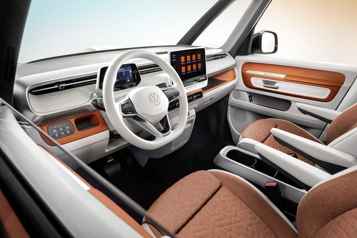 Volkswagen ID. Buzz có vẻ ngoài cổ điển, nhưng nội thất lại nhiều tính năng hiện đại.
