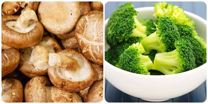 Nấm hương và bông cải xanh là hai loại rau củ phổ biến nhưng rất tốt cho sức khoẻ