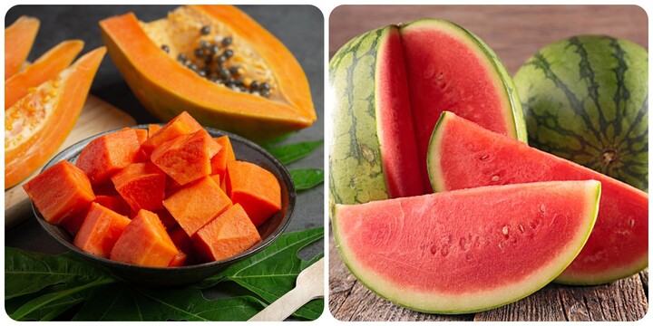 Đu đủ và dưa hấu là loại trái cây giúp giảm axit uric cao