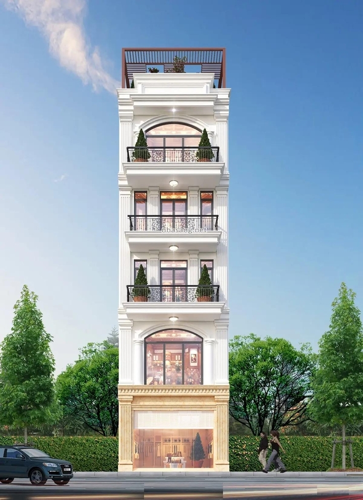 Mẫu nhà 5 tầng. (Ảnh: Xaydungmoctrang)