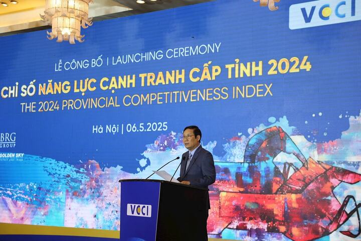 Ông Phạm Tấn Công phát biểu tại lễ công bố chỉ số PCI 2024.