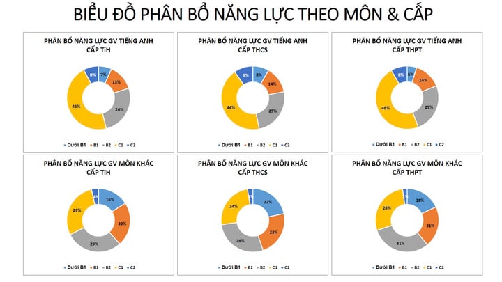 Chart of English proficiency distribution of teachers in Ho Chi Minh City by subject and grade level. (Source: Ho Chi Minh City Department of Education and Training).