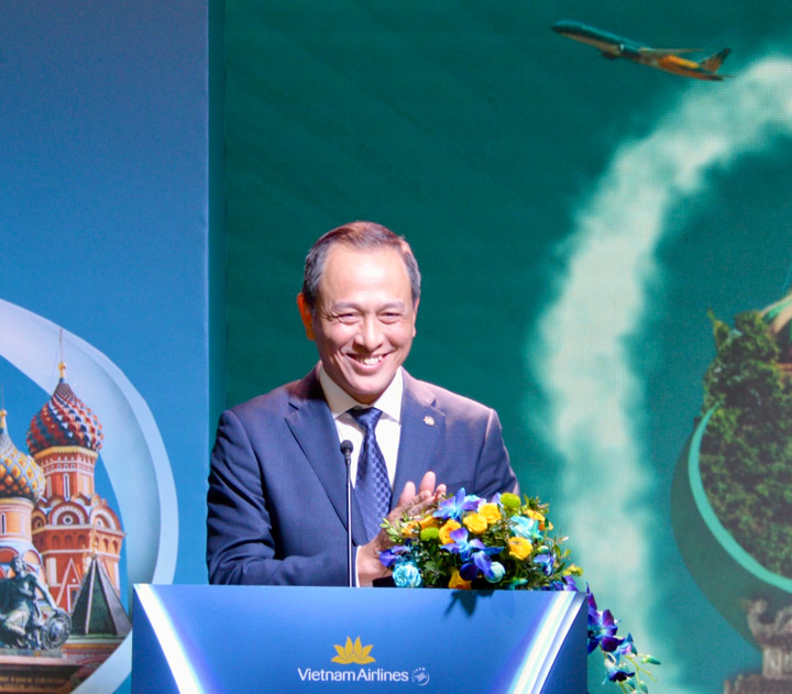 Tổng Giám đốc Vietnam Airline Lê Hồng Hà phát biểu tại sự kiện.