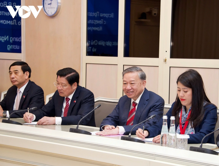 Tổng Bí thư Tô Lâm và đoàn Việt Nam tại cuộc hội kiến Chủ tịch Duma Quốc gia Nga Vyacheslav Volodin