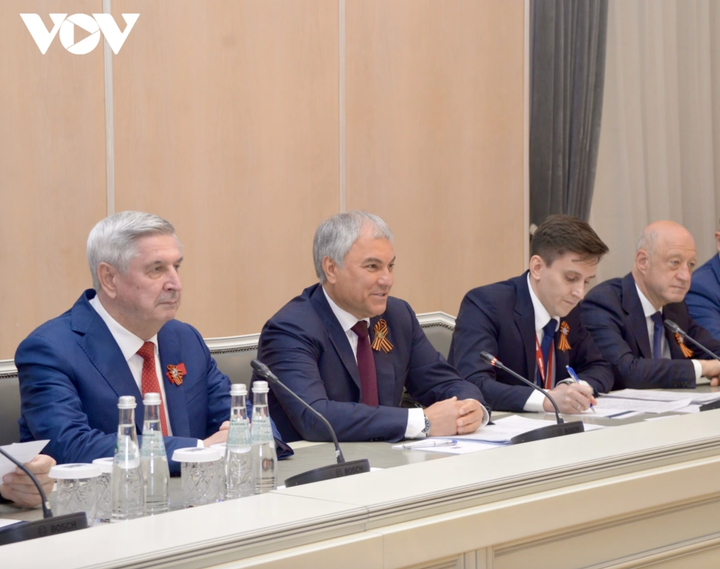 Chủ tịch Duma Quốc gia Vyacheslav Volodin và đoàn Liên bang Nga tại cuộc hội kiến Tổng Bí thư Tô Lâm