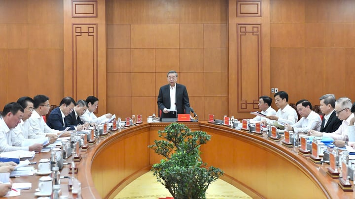 Tổng Bí thư Tô Lâm chủ trì cuộc họp Thường trực Ban Chỉ đạo Trung ương về phòng, chống tham nhũng, lãng phí, tiêu cực hồi tháng 3. (Ảnh: TTXVN)