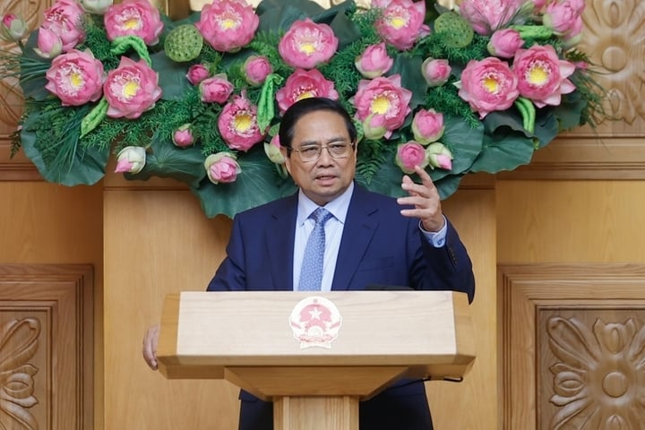 Thủ tướng khẳng định, Chính phủ Việt Nam luôn sẵn sàng đối thoại với các đối tác, doanh nghiệp, trong đó có đối tác, doanh nghiệp Hoa Kỳ trên tinh thần hiệu quả, thẳng thắn, xây dựng, bình đẳng, tôn trọng lẫn nhau, mang lại kết quả, lợi ích cho cả 2 bên. (Ảnh: VGP/Nhật Bắc)
