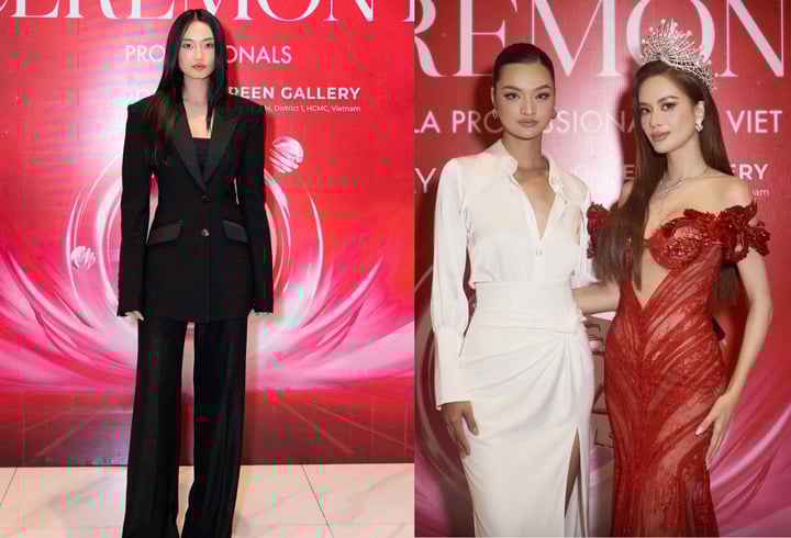 Á hậu Quỳnh Anh (trái) cùng Miss Global Vietnam 2025 Thúy Hằng diện phong cách thanh lịch.