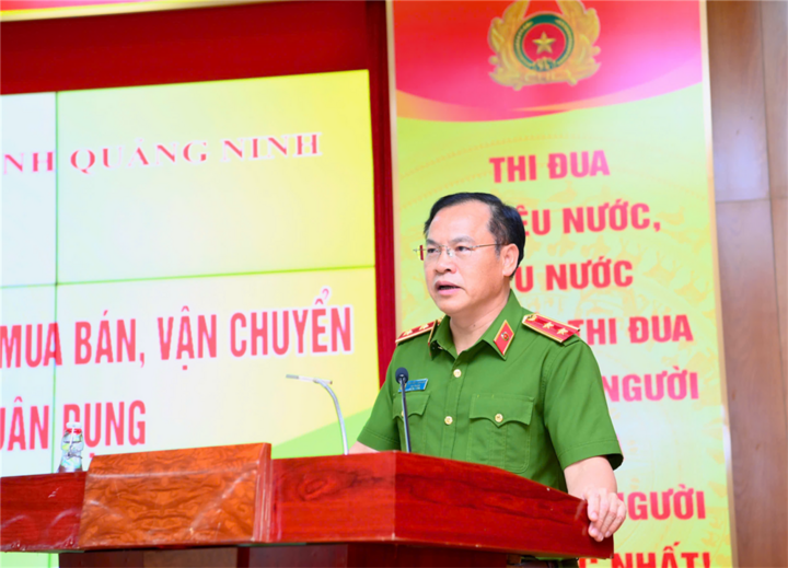 Trung tướng Nguyễn Văn Long, Thứ trưởng Bộ Công an phát biểu tại hội nghị. ( Ảnh Bộ Công an).
