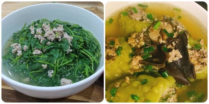 Canh rau má thịt bằm và mướp đắng nhồi thịt là hai món canh thanh nhiệt giải độc trong mùa hè rất tốt