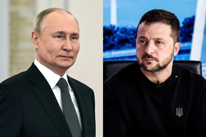 Tổng thống Nga Vladimir Putin và Tổng thống Ukraine Volodymyr Zelensky.