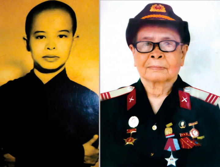 Hình ảnh ni sư Diệu Thông thời còn trẻ và trong trang phục chiến sĩ Quân đội nhân dân Việt Nam. (Ảnh: Đình Phong)