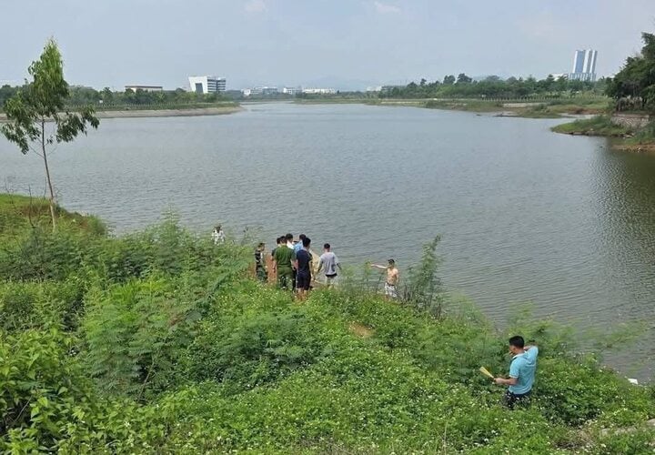 Hiện trường vụ đuối nước khiến 2 nam sinh thiệt mạng.