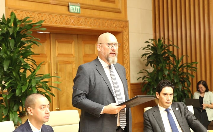 Ông Richard McClellan đánh giá ý tưởng xây dựng trung tâm tài chính quốc tế mang đẳng cấp thế giới tại Việt Nam không chỉ còn là lý thuyết. (Ảnh: Nguyễn Hoàng/VGP)