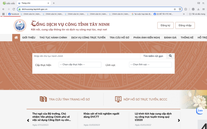 Cổng dịch vụ công tỉnh Tây Ninh.
