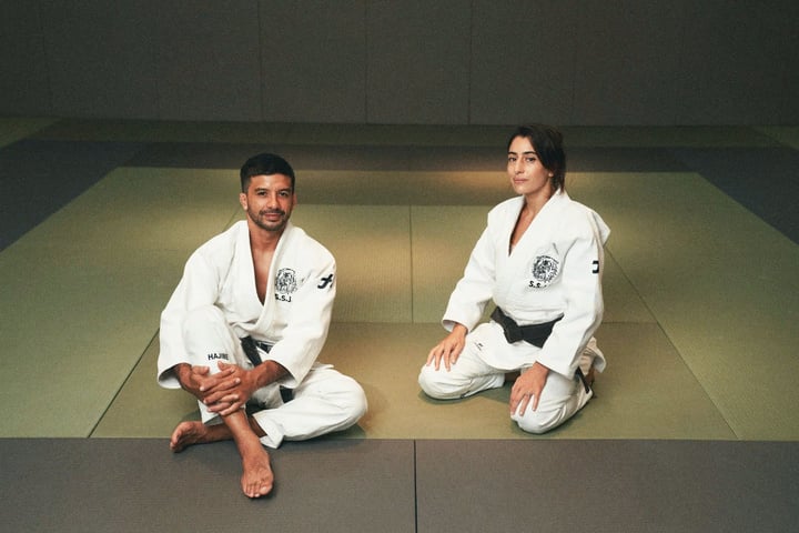 Benjamin và vợ anh - Soraya - cũng là VĐV Judo chuyên nghiệp, trong trung tâm Judo DOJO HOUSE of SSJC của anh tại TP.HCM.