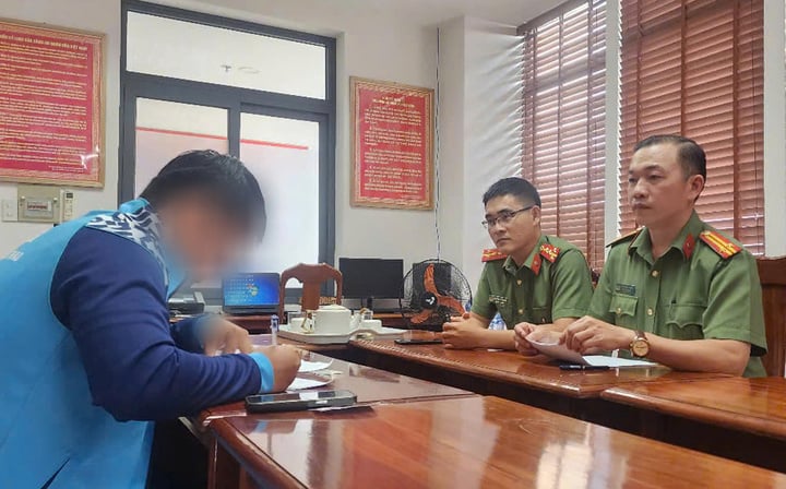 N.V.Q. tại cơ quan công an. (Ảnh: C.A)