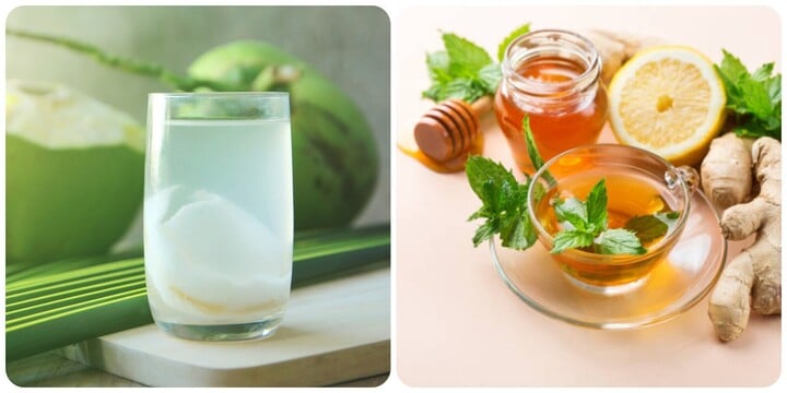 Nước dừa và trà gừng bạc hà là hai thức uống rất tốt cho gan và thận