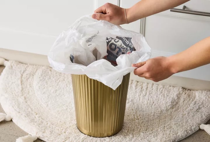 Lót thùng rác nhỏ là một cách tái sử dụng túi nylon. (Ảnh: The Spruce)