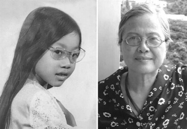 Bà Đặng Hoàng Ánh khi còn nhỏ và về già. (Ảnh tư liệu)