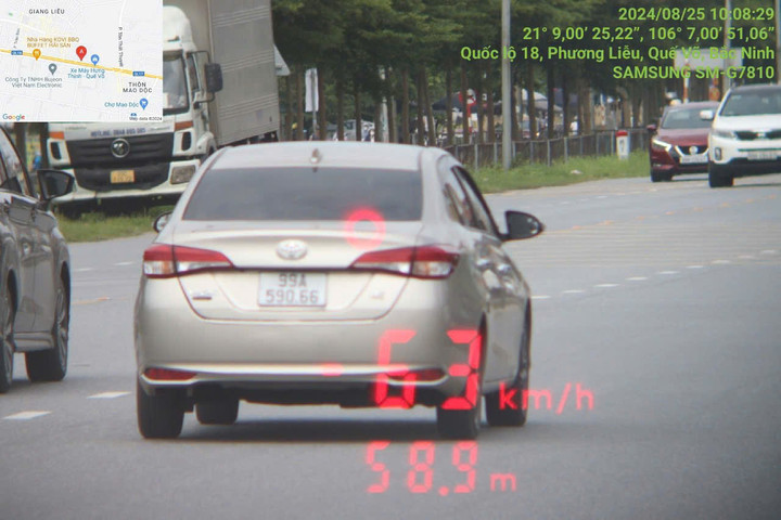 Xe ô tô chạy quá tốc độ ở QL 18, đoạn qua thị xã Quế Võ, Bắc Ninh.