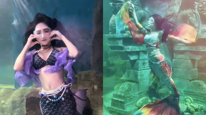 Để có màn biểu diễn thu hút khán giả, Ánh phải luyện tập giải phóng hình thể, tạo dáng đẹp dưới nước.