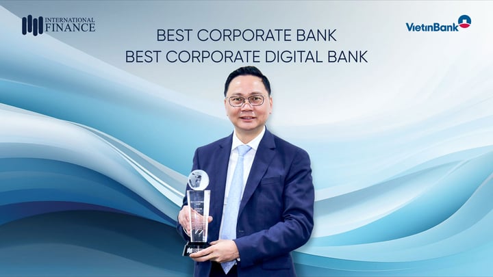 Ông Nguyễn Thanh Tùng - Giám đốc Khối KHDN VietinBank - nhận giải thưởng.