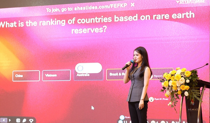 Bà Lê Hàn Tuệ Lâm, Giám đốc Điều hành Quỹ VinVentures - Tập đoàn Vingroup, phát biểu tại sự kiện Venture Forum 2025.