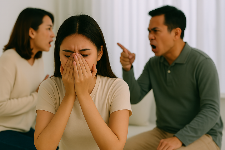 Khi con gái 18 tuổi thông báo có bầu, vợ chồng tôi cãi nhau một trận. (Ảnh minh họa: AI)