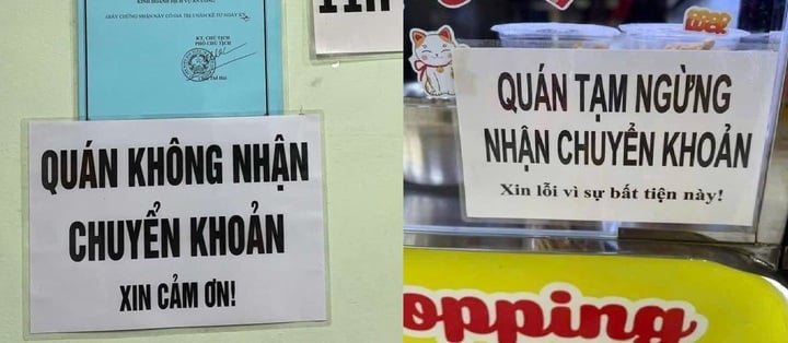 Nhiều cơ sở kinh doanh thông báo không nhận chuyển khoản. (Ảnh: Facebook)