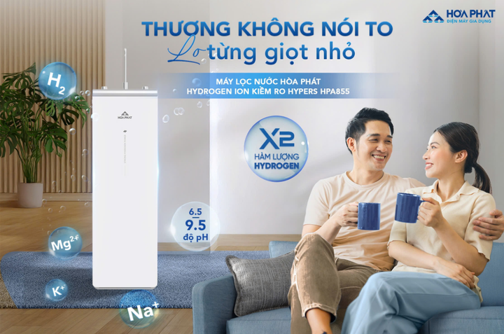 Máy lọc nước Hòa Phát Hydrogen ion kiềm HyperS đáp ứng nhu cầu chăm sóc sức khỏe cho các gia đình hiện đại.