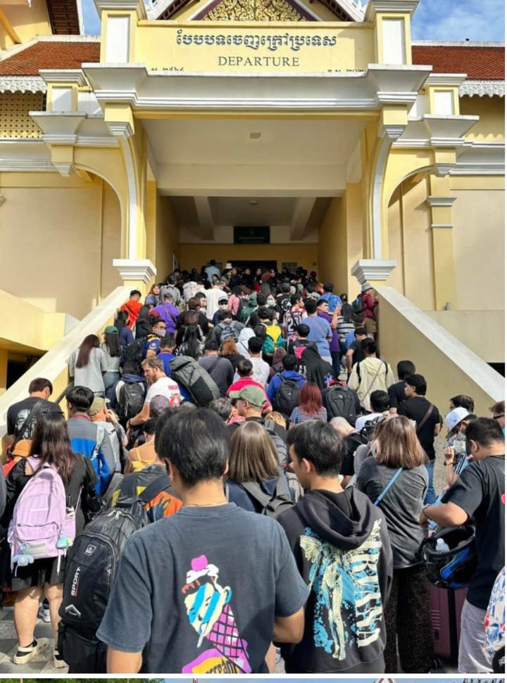 Hành khách ùn ứ tại cửa khẩu quốc tế Poipet, Thái Lan.