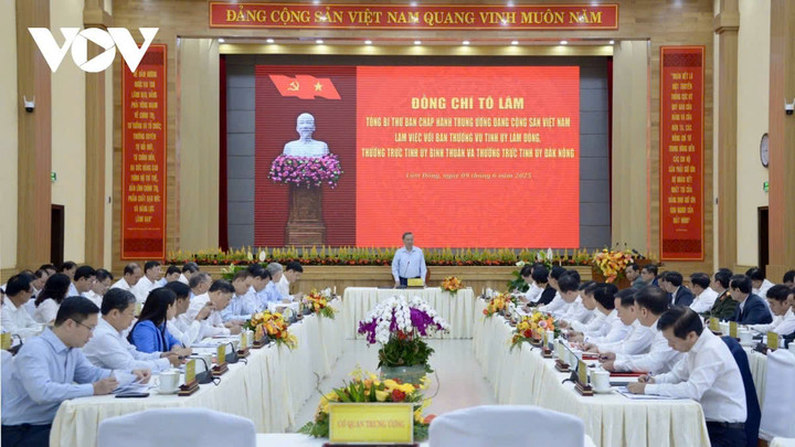 Tổng Bí thư Tô Lâm chủ trì buổi làm việc với Ban Thường vụ Tỉnh ủy Lâm Đồng và Thường trực các tỉnh ủy Bình Thuận, Đắk Nông