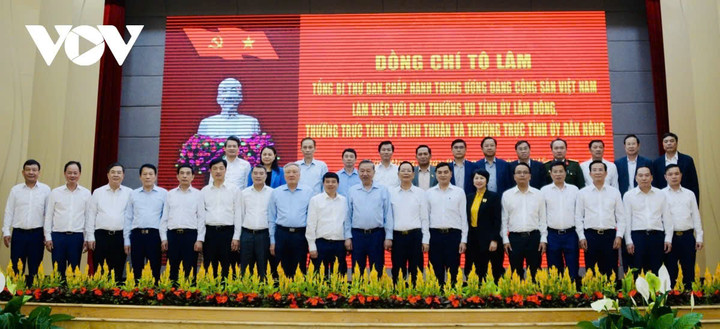 Tổng Bí thư Tô Lâm và Lãnh đạo Đảng, Nhà nước chụp ảnh chung với lãnh đạo 3 tỉnh Lâm Đồng, Bình Thuận, Đắk Nông