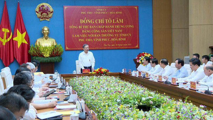 Tổng Bí thư Tô Lâm phát biểu chỉ đạo tại buổi làm việc.