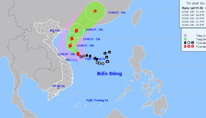 Dự báo mới nhất về đường đi của bão số 1 Wutip và khu vực ảnh hưởng. (Nguồn: NCHMF)
