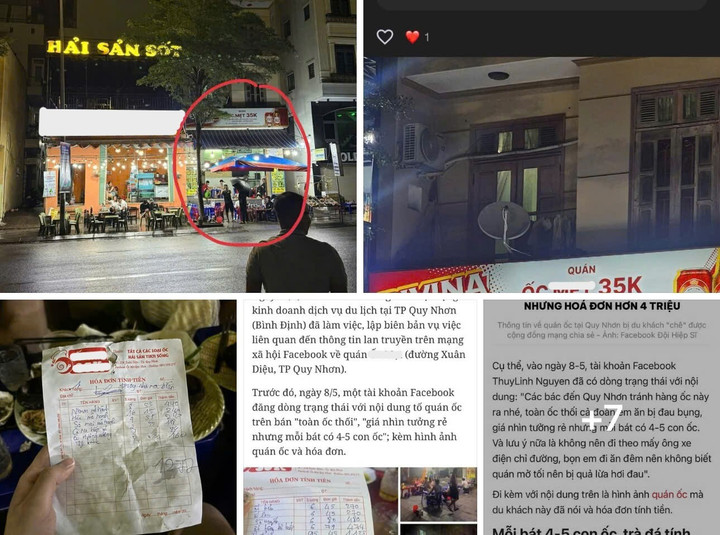 Hình ảnh du khách "tố" quán ốc O.M.3 có địa chỉ đường Xuân Diệu (TP Quy Nhơn, Bình Định) trên mạng xã hội ngày 12/6.