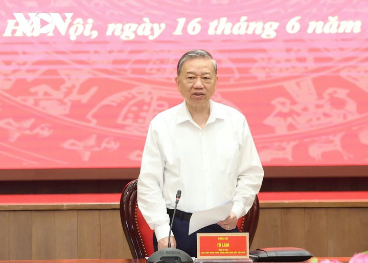 Tổng Bí thư Tô Lâm phát biểu.