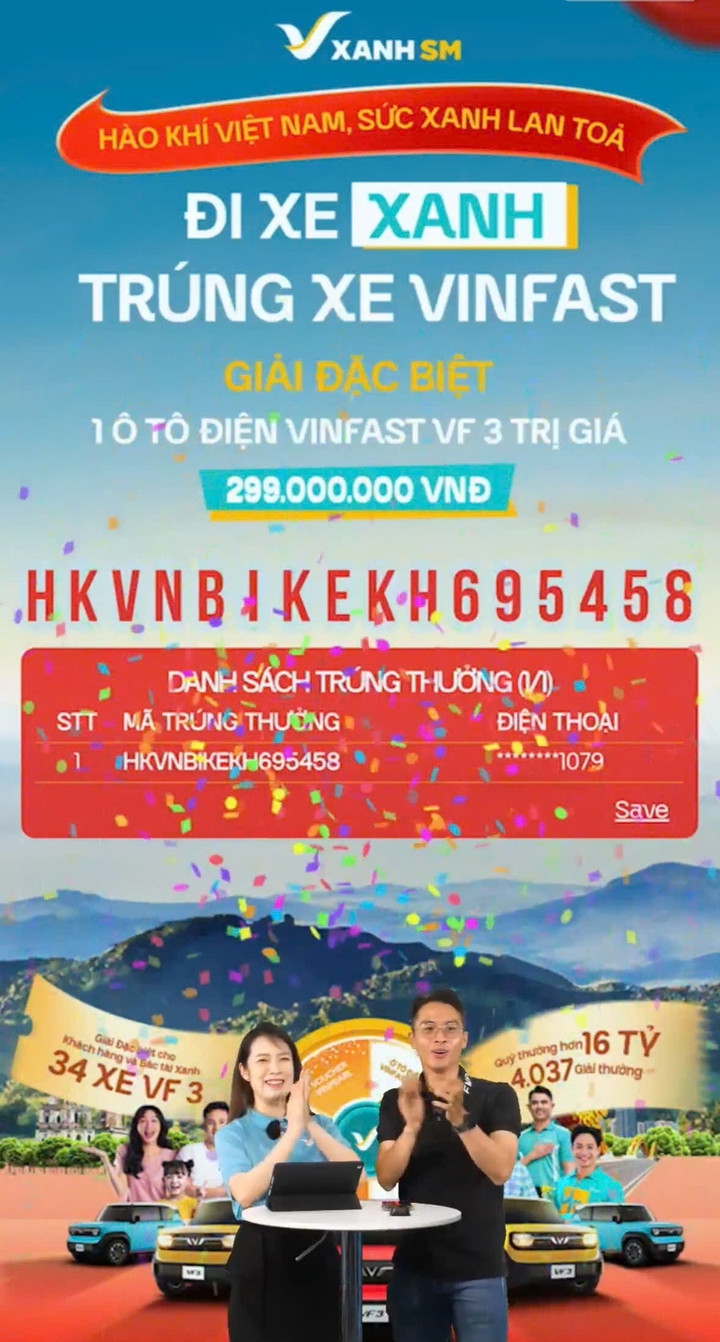 22 phiên quay số của chương trình “Hào khí Việt Nam – Sức Xanh lan tỏa” sẽ được phát trực tiếp trên fanpage Xanh SM.