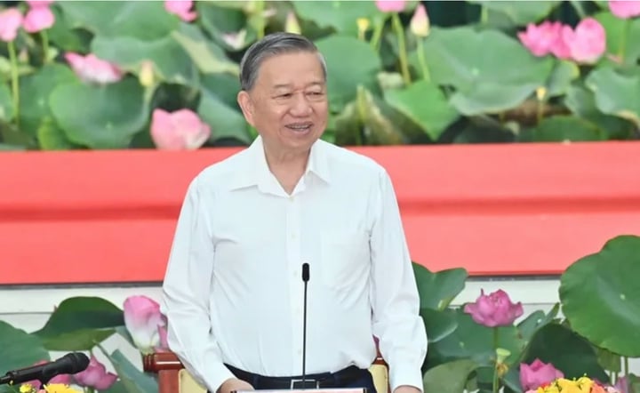 Tổng Bí thư Tô Lâm phát biểu tại buổi làm việc. (Ảnh: Việt Dũng/Báo SGGP)